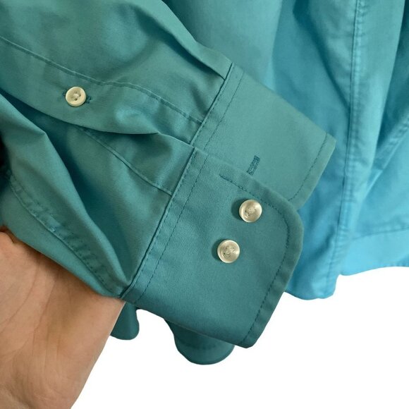 Chaps blue collared wrinkle free classic fit twill button down dress shirt - Picture 4 of 4